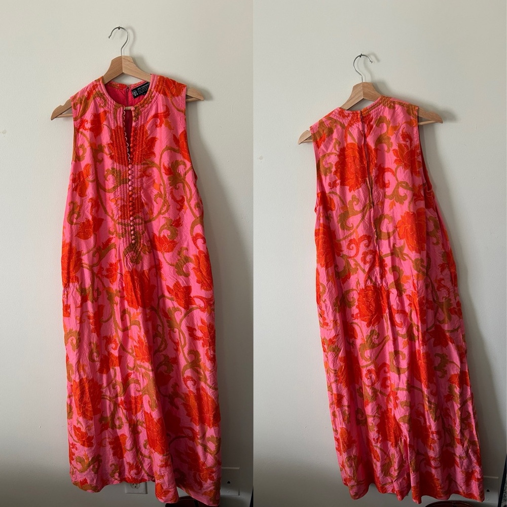 Vintage 1960’s Jim Thompson 100% Thai Silk Maxi Shift Dress Sz M